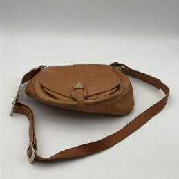 Womens Brown Leather Inner Zipped Pocket Single Adjustable Strap Crossbody