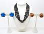 VNTG Western Germany & Japanese Beaded Clip-On Earrings & Necklace 62.0g image number 1