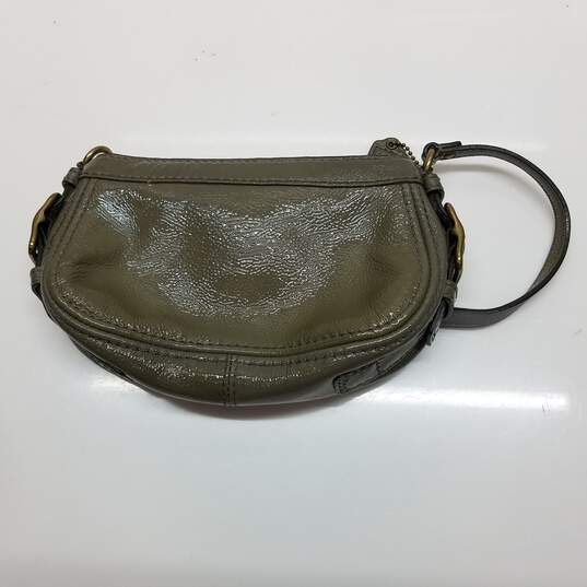 AUTHENTICATED Coach Olive Green Patent Leather Wristlet image number 2
