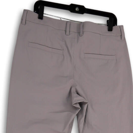 Mens Gray Flat Front Slash Pocket Straight Leg Classic Chino Pants Size 34 image number 4