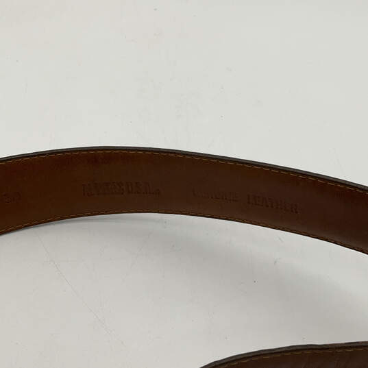 Mens Brown Genuine Leather Silver Buckle Front Adjustable Waist Belt Sz 30 image number 4