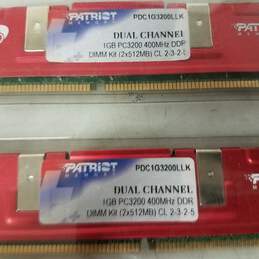Patriot Extreme Performance 1GB (2 x 512MB) DDR 400MHz (PC 3200) Dual Channel Kit Desktop Memory Model PDC1G3200LLK - Untested alternative image