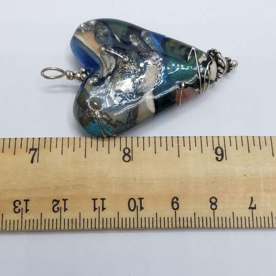 Sterling Silver Resin Artsy 2.5in Heart Pendant 22.8g image number 5