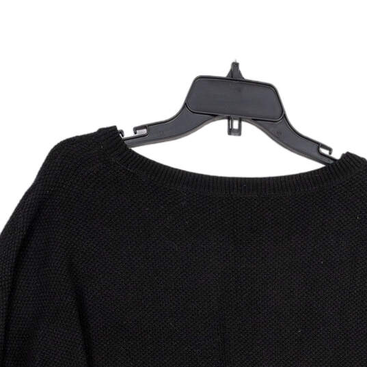 Womens Black Knitted 3/4 Sleeve Round Neck Pullover Sweater Size 3 image number 3