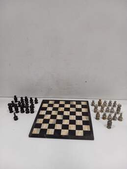 Black/White/Brown Onyx And Marble Chess Set MISSING A ROOK