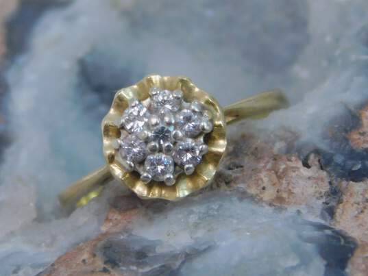 Magic Glo 14K Yellow Gold 0.21 CTTW Diamond Cluster Flower Ring 2.5g image number 1