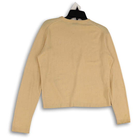 Buy the Womens Beige Crew Neck Long Sleeve Tight-Knit Pullover Sweater ...