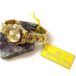 NWT Designer Invicta 12527 Gold-Tone Classic Round Dial Analog Wristwatch