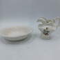 VNTG Arnels Pottery Cream Speckled Floral Water Pitcher w/ Wash Basin Bowl image number 1