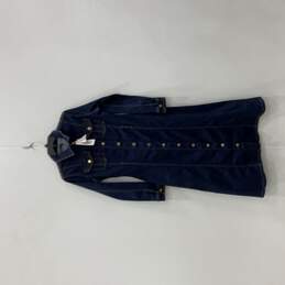 NWT Womens Blue Denim Long Sleeve Midi Button Front Shirt Dress Size 6
