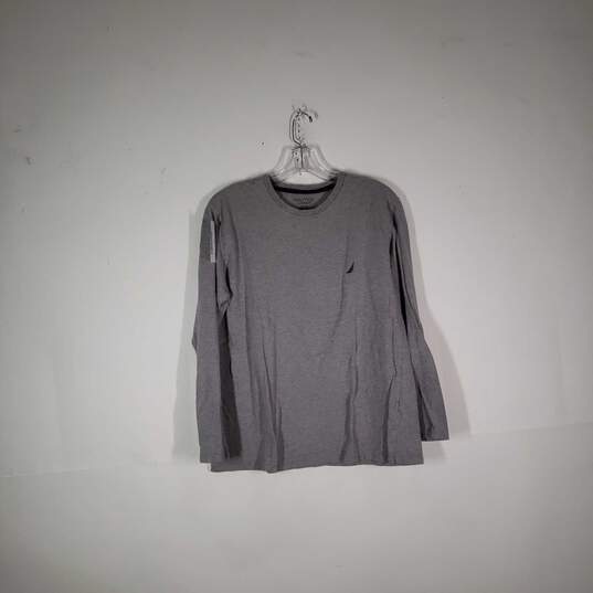 Mens Cotton Crew Neck Long Sleeve Pullover Sleepwear T-Shirt Size Medium image number 1