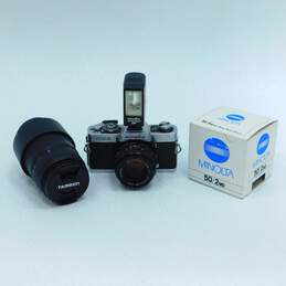 VNTG Minolta Brand XG9 Model Film Camera w/ Flash and Lenses