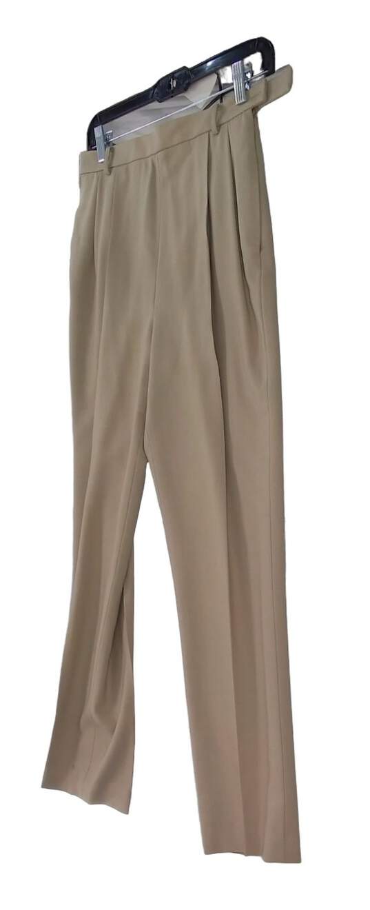 Womens Tan Pleated Front Straight Leg Pockets Formal Dress Pants image number 2