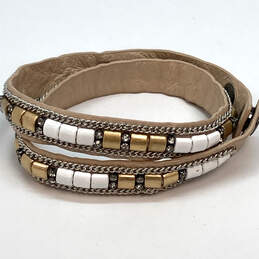 Designer Stella & Dot Two-Tone Rhinestone Leather Adjustable Wrap Bracelet alternative image
