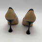 Womens Lanea Beige Leather Pointed Toe Slip-On Spool Pump Heels Size 9.5 M image number 4