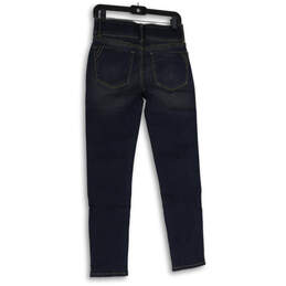 NWT Womens Dark Blue Denim Mid Rise Tummy Control Straight Leg Jeans Size 4 alternative image
