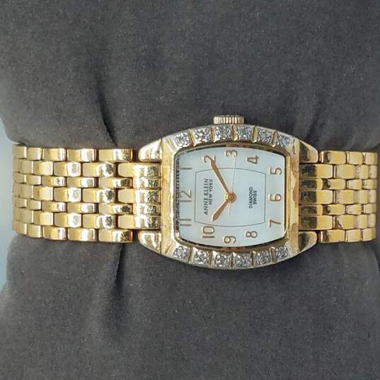 Anne Klein 763S Diamond & MOP Gold Tone Watch image number 2