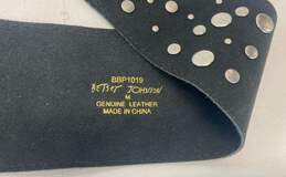 Betsey Johnson Black Suede Leather Studded Wide Belt Waist Cincher Size M alternative image