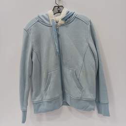Eddie Bauer Women's Light Blue Faux Fur Lined Hooded Jacket Size L