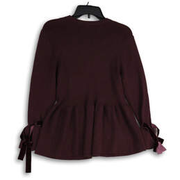 Womens Purple Tight-Knit Crew Neck Peplum Pullover Sweater Size 14/16 alternative image