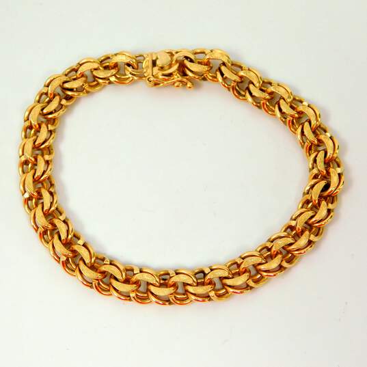 14K Yellow Gold Etched & Smooth Fancy Double Curb Chunky Chain Bracelet 27.3g image number 5