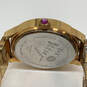 Designer Betsey Johnson Gold-Tone Rhinestones Round Dial Analog Wristwatch image number 4