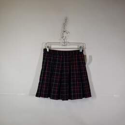 Womens Plaid Pleated Front Side Zip Short Mini Skirt Size Small
