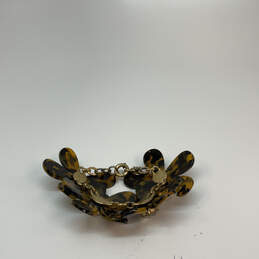 Designer J. Crew Gold-Tone Tortoise Flower Rhinestone Chain Bracelet alternative image