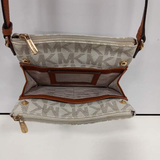 Michael Kors Brown And Cream Colored Crossbody Bag/Purse image number 3