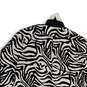 Womens White Black Zebra Print Long Sleeve Collared Trench Coat Size Small image number 4