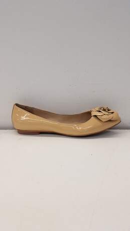 Kate Spade Ellie Patent Leather Flower Flats Nude 6