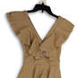 NWT Womens Tan Peplum Sleeveless V-Neck Front Slit Bodycon Dress Size XS image number 4