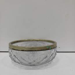 Silver Rimmed Cut Crystal Glass Bowl