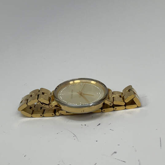 Designer Michael Kors Gold-Tone Bridgette Round Dial Analog Wristwatch image number 3