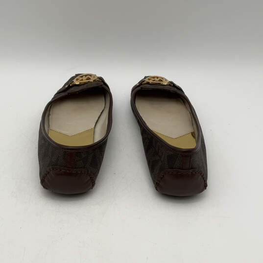 Womens Fulton Brown Leather Signature Print Slip On Ballet Flats Size 9.5 image number 5