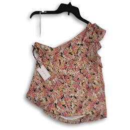 NWT Womens Multicolor Floral Sleeveless One Shoulder Blouse Top Size M alternative image