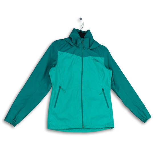 Womens Green Long Sleeve Hooded Full-Zip Windbreaker Jacket Size Small image number 1
