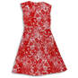 Womens Red Floral Sleeveless Drawstring Waist Midi A-Line Dress Size 0 image number 2