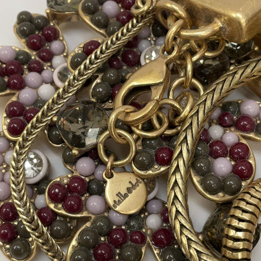 Designer Stella & Dot Gold-Tone Multistrand Crystal Stone Pendant Necklace image number 4