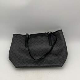 Coach Womens Black Leather Logo Charm Zipper Double Handle Tote Bag Purse alternative image