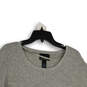 Womens Gray Knitted Round Neck Long Sleeve Pullover Sweater Size M image number 3