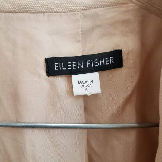 Eileen Fisher tan linen blend open front jacket S image number 3