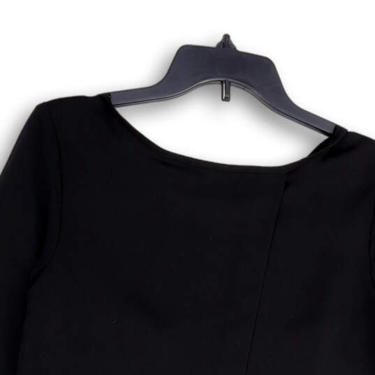 Womens Black Round Neck Long Sleeve Stretch Pullover Blouse Top Size XS image number 4