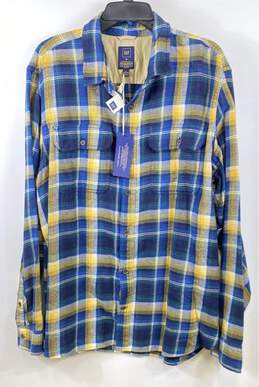 NWT Gap Pendleton Blue Yellow Plaid Cotton Long Sleeve Button-Up Shirt Size XL