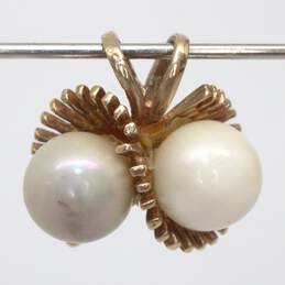 10K Yellow Gold Double Pearl Pendant - 2.2g