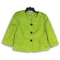 Womens Lime Green Long Sleeve Flap Pocket Crop Three Button Blazer Size 16P image number 1