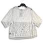 NWT Worthington Womens White Lace Round Neck Short Sleeve Blouse Top Size 2X image number 2