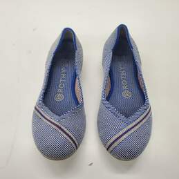 Rothy's Women's Blue Mirror Reflective Stripe Round Toe Flats Size 7