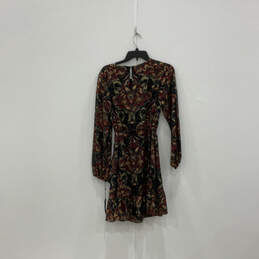 Womens Multicolor Paisley Ruffled Long Sleeve Fit And Flare Dress Size 10