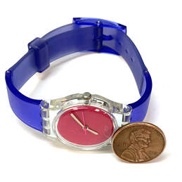 Designer Swatch Swiss Blue Adjustable Strap Round Dial Analog Wristwatch alternative image